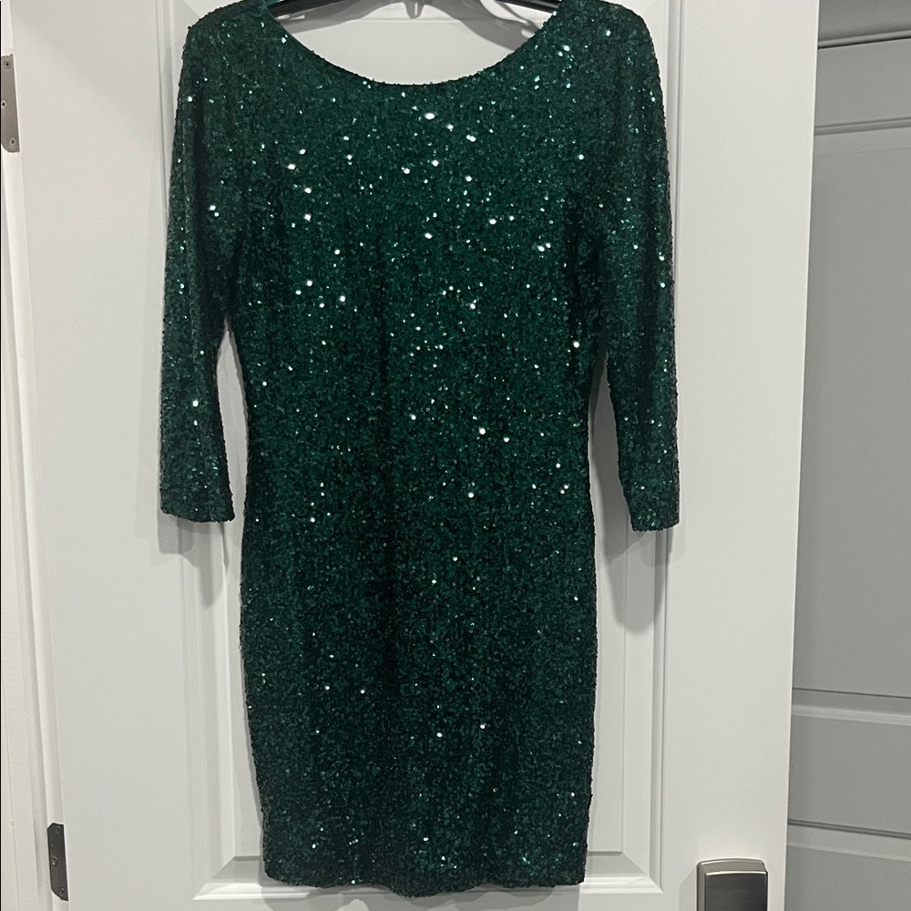 Gianni Bini Emerald Sequin Long Sleeve Dress